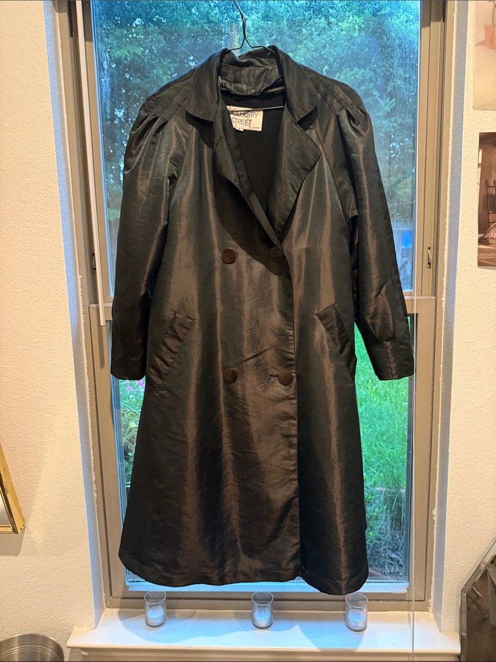 Mulberry Street  iridescent  Black Double-Breasted Coat